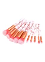 ⁦طقم فراشي مستحضرات تجميل مكون من 10 قطع أبيض/ ذهبي/ وردي⁩ - الصورة ⁦4⁩