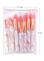 ⁦طقم فراشي مستحضرات تجميل مكون من 10 قطع أبيض/ ذهبي/ وردي⁩ - الصورة ⁦3⁩